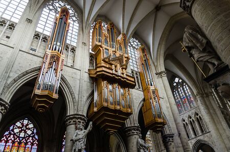 Pipe organ of Saint Michael Cathedral in Brussels. February 2018のeditorial素材