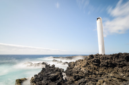 Modern Lighthouse Arenas Blancas Salemera La Palma. Canary islands Spain