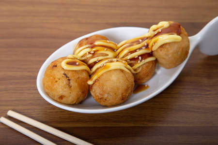 delicious japanese food octopus ballsの写真素材