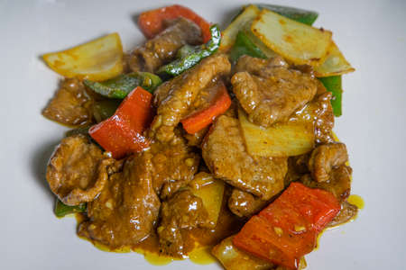 Oriental-style beef curry. Close upの写真素材