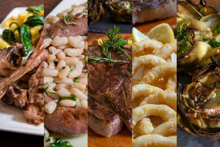 Photo collage of typical Spanish food.の写真素材