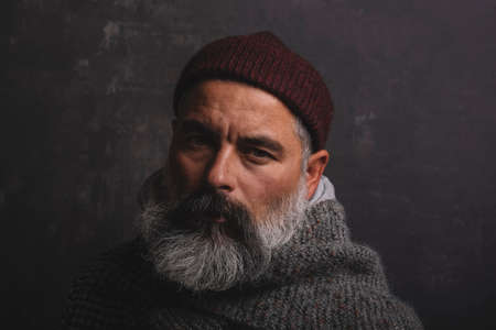 Homeless middle-aged manの写真素材