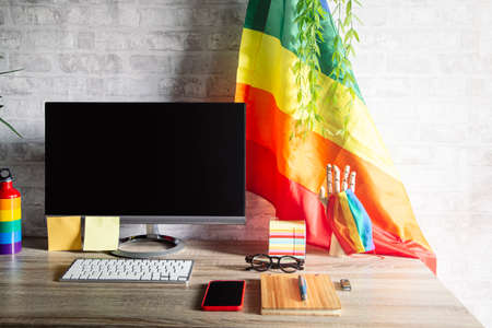Office with  accessories and decoration. LGBTQ cultureの写真素材