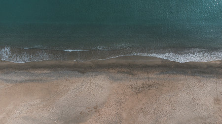 Relaxing beach aerial scene, summer vacation template banner. . Aerial top view from the drone....