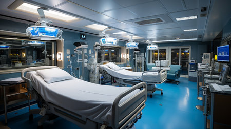Cutting edge equipment and advanced medical devices in a state of the art modern operating roomの素材