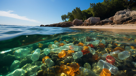 Environmental pollution in the ocean. Generative AIの素材