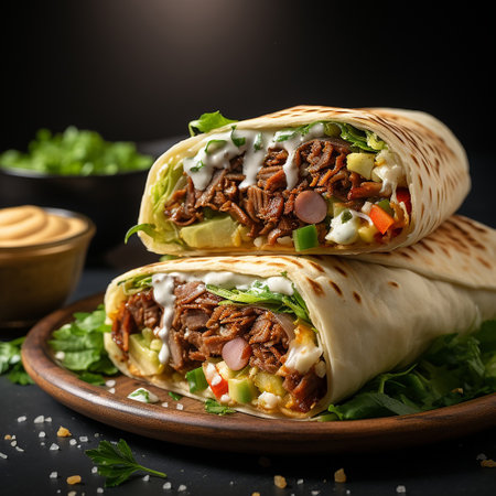 delicious shawarmas on a black background.の写真素材