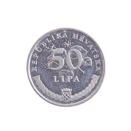 Croatian lipa currency, International currency isolated on a white background.の写真素材