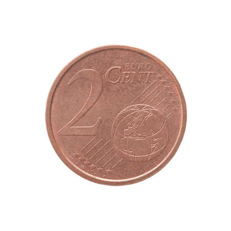 Two euro, International currecny isolated on a white background.の写真素材