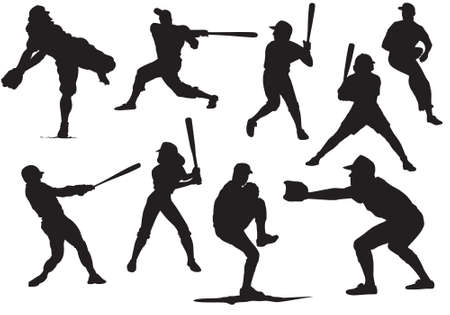 Baseball Silhouettes and Reflectionsのイラスト素材