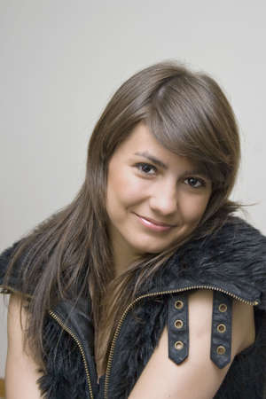 young beautiful female teenager, with long hairの写真素材