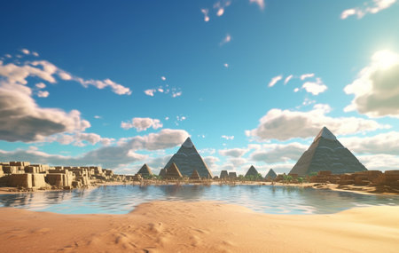 pyramid of Khafre in desert. 3d render illustrationの素材