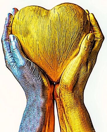 Two hands carry a heartの写真素材