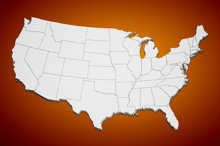 Map of the continental United States orange background.の写真素材