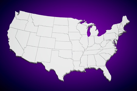 Map of the continental United States purple background.の写真素材