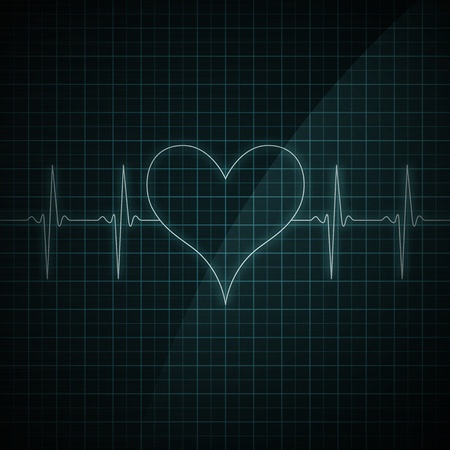Healthy heart beat on monitor screen. Medical illustration. Heart shape.の写真素材