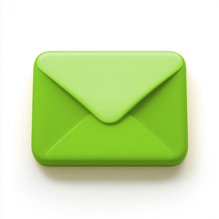 A colorful 3D-rendered envelope icon featuring a yellow base and a green flap. The design has a soft, matte finish with rounded edges, giving it a playful and toy-like appearance. Ideal for UI/UX applications, email notifications, or messaging app graphics. This image is made with the help of AI.の素材