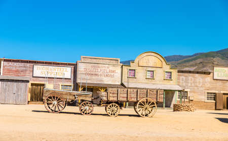 Populated western town with various businesses