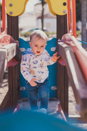 happy boy playing in the park