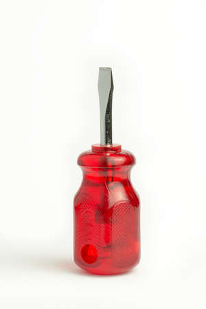 Red handle Screwdriver isolated on white backgroundの写真素材