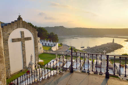 Luarca, Spain - July 26, 2014: The Cemetery of Luarca is one of the most beautiful in the Cantabrian coast and was built in 1809 to 1813. Some figures such as Nobel Prize Severo Ochoa rest here.のeditorial素材