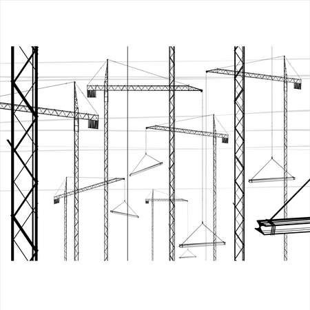 A Graphic Abstract of graphic various cranesのイラスト素材
