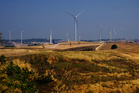Wind turbine in a wind farm.の写真素材