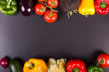 Fresh autumn organic vegetables. Healthy eating frame.の写真素材