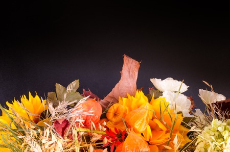 Autumn bouquet. Dried flowers and cape gooseberryの写真素材