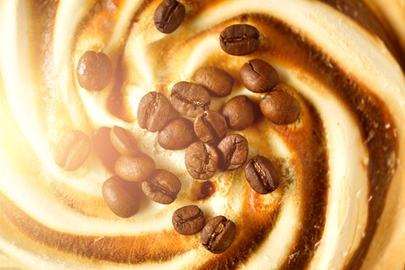 Chocolate ice cream with coffee beans.の写真素材