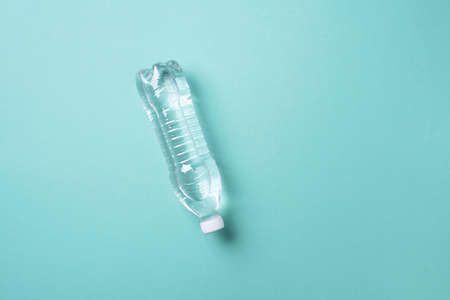 Pure water in bottle for healthy lifestyle. Top view. Copy space. Water balance. World water day. Banner. Pollution, environmental protection concept. Global water crisis and problemsの写真素材