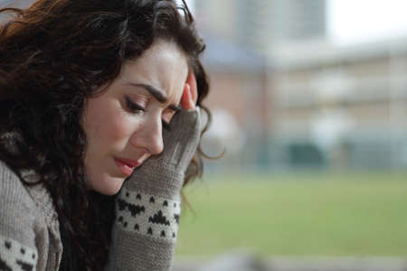 girl looking sadの写真素材