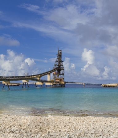 Salt Pier in the Caribbean Sea with Blue Sky and White Clouds
