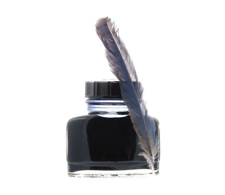 Calligraphy Ink Well and Featherの写真素材