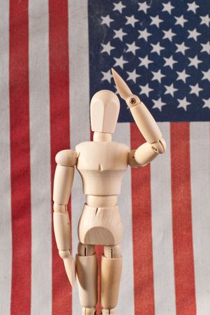 Saluting Wooden Art Dollの写真素材