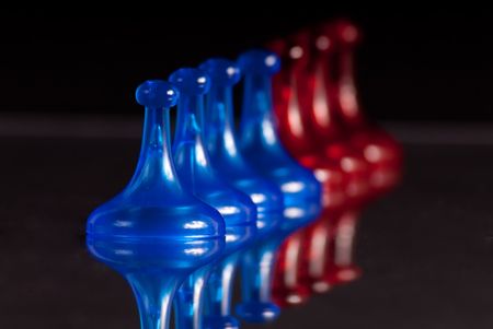 Row of Blue and Red Clear Pegs in Shallow DOFの写真素材