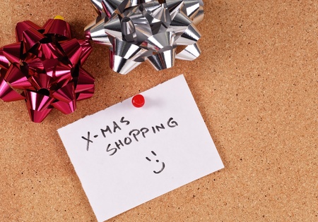 Christmas List on Cork Boardの写真素材