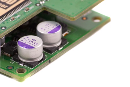 Close Up of Circuit Board Parts with Space for Text