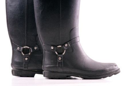 Women's Belted Harness Motorcycle Boots の写真素材