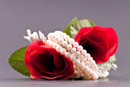 Romantic Pearl Gift in Floral Arrayの写真素材