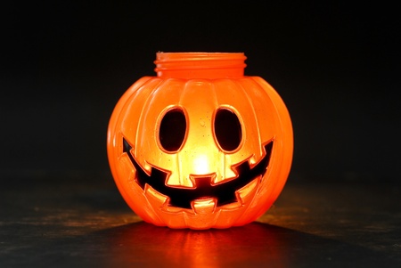Inner Lit Plastic Halloween Decorative Pumpkinの写真素材