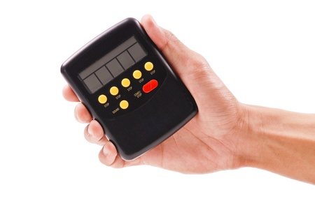 Hand Holding a Hand Held Electronic Poker Gameの写真素材