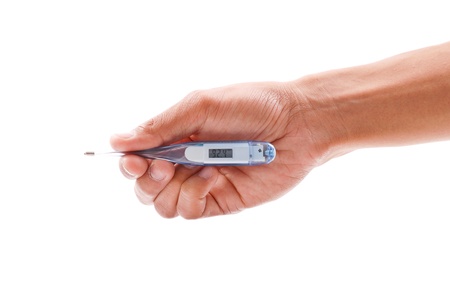 Hand Holding an Electronic Thermometer 