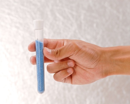Fun Blue Sand in Test Tubeの写真素材