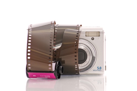 Camera Rolled Up with 35mm Film Roll