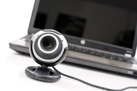 Web Cam with PC in Backgroundの写真素材