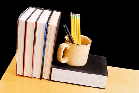 Coffee Cup with Pencils and Penの写真素材