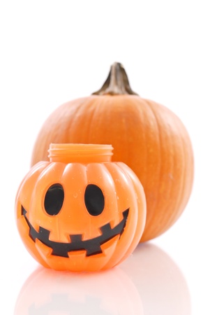 Decorative Smiling Pumpkin Pumpkin in backgroundの写真素材