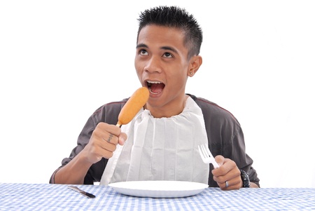 Hungry for a Corn Dogの写真素材