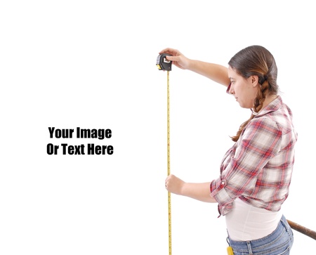 Girl with Tape Measureの写真素材